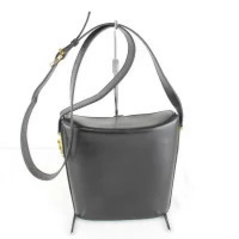 Celine Black Shoulder Gold Leather Bag Circle Black Gold
